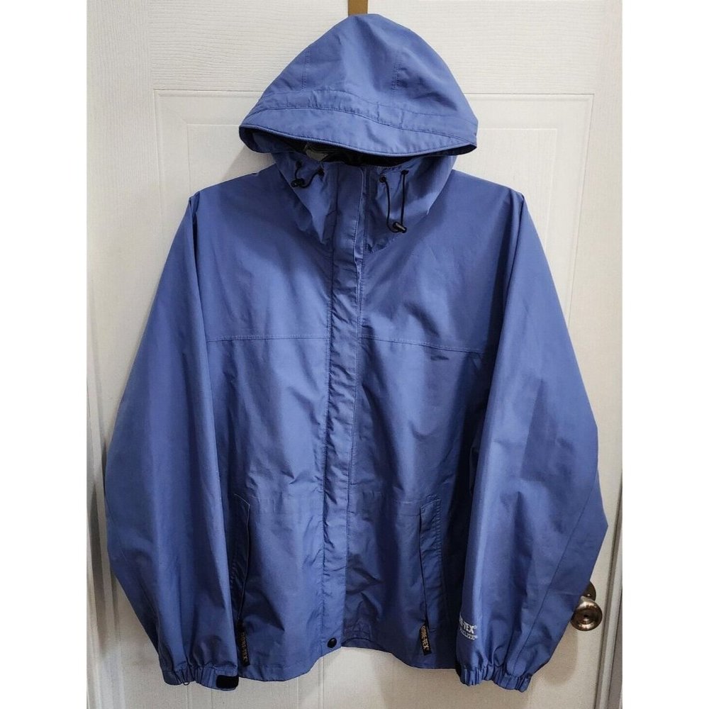 Bass Pro Shop Gore Tex Paclite Blue Windbreaker Hooded Jacket Mens Size Large